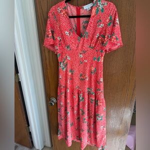 Never Fully Dressed Red Floral Midi Dress